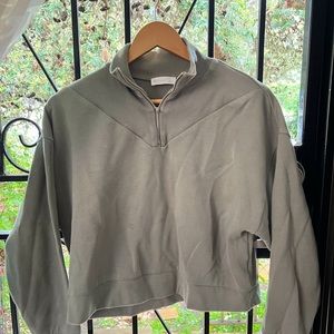 Kookai Zip Up Green Jumper (Size 1)